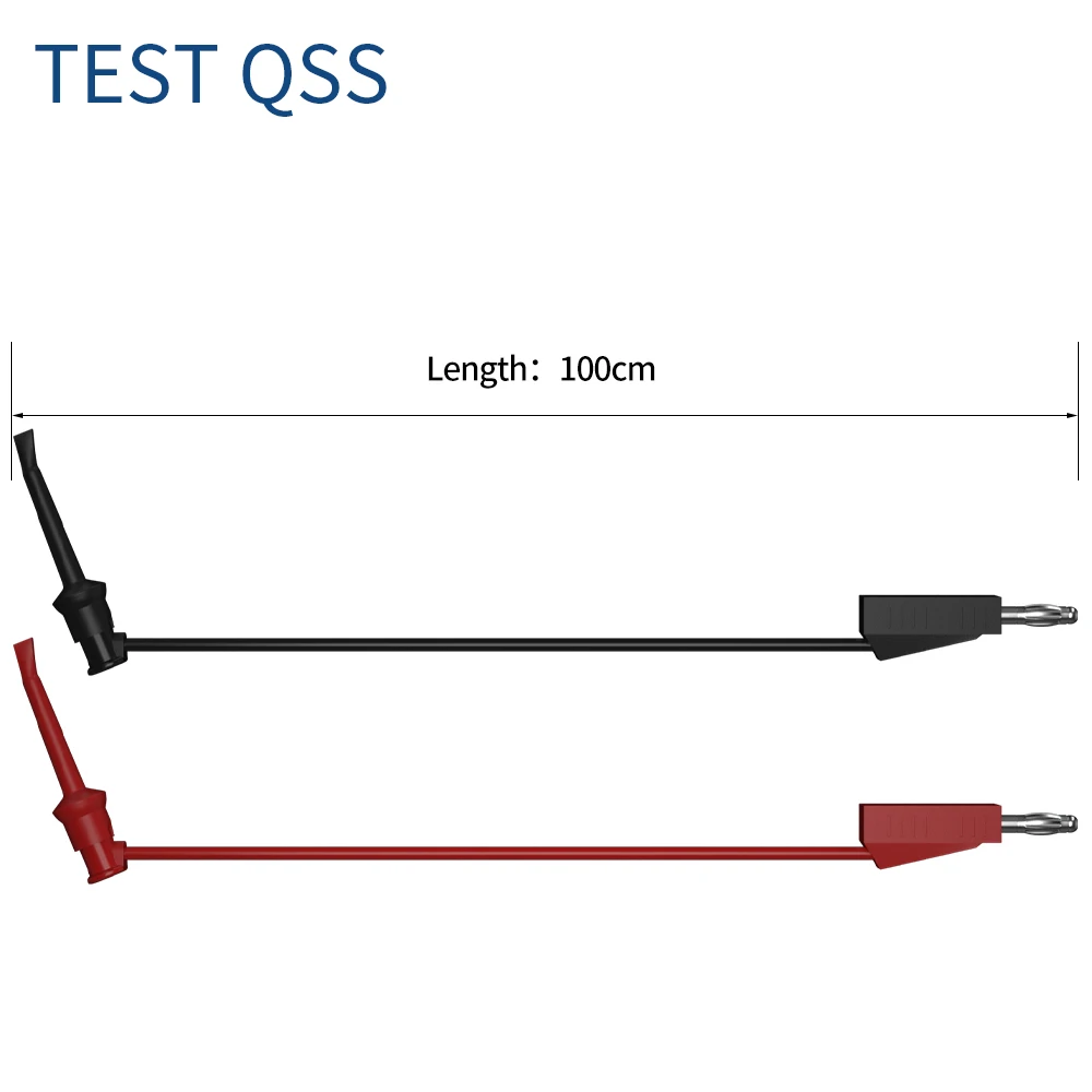 QSS 2PCS 4MM Stackable Banana Plug to Test Clip Test Lead Red Black 1M Electrical Tools Accessories