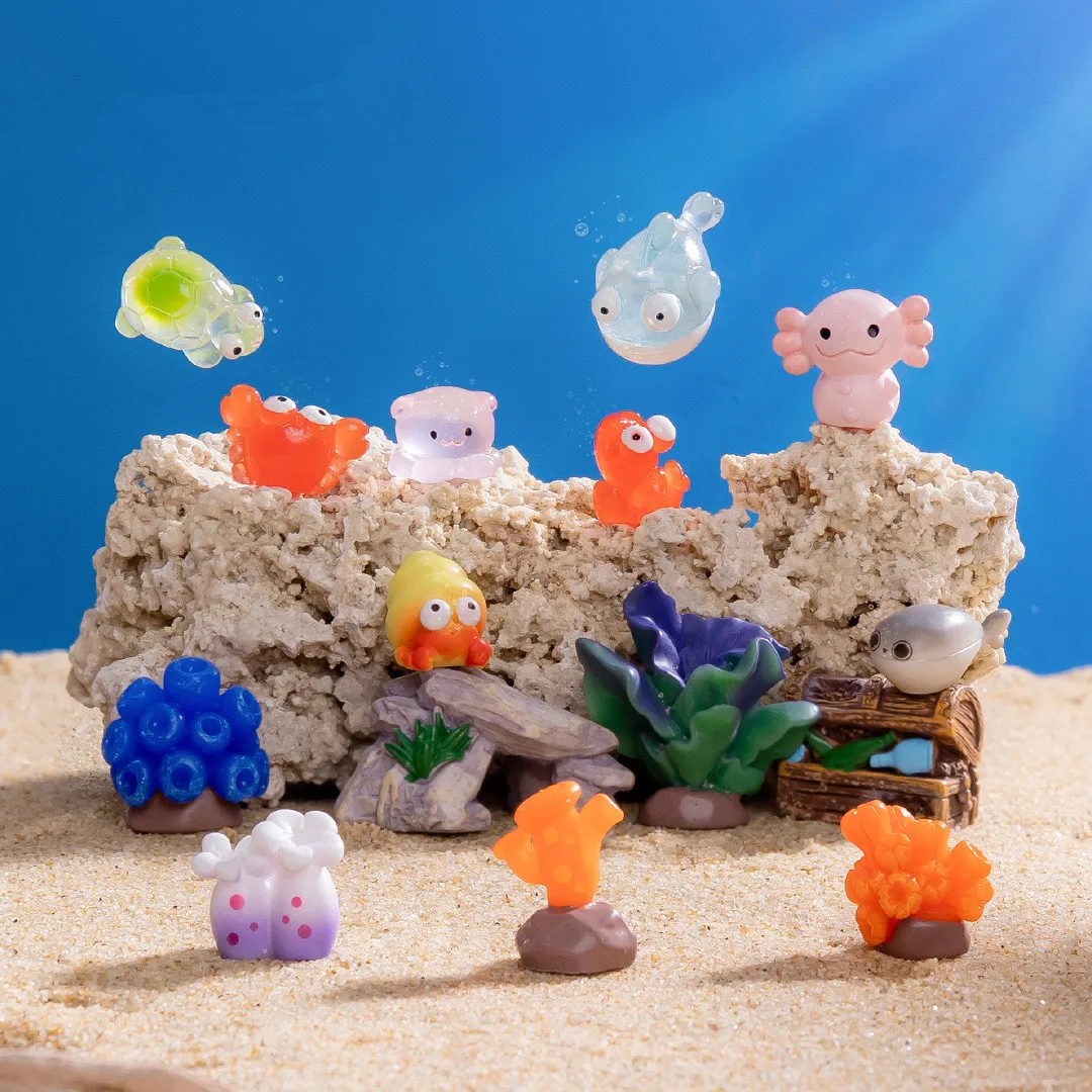 

Figurines Miniatures Cute Mini Marine Animals Fish Coral Micro Landscape Ornaments For Fish Tank Aquarium Decoration Accessories