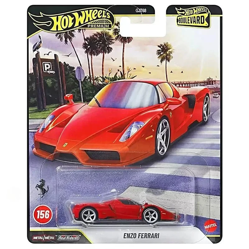 Original Mattel Hot Wheels Premium Boulevard Car Real Riders modelo de Metal Enzo Ferrari juguetes colección 1/64 regalo de cumpleaños
