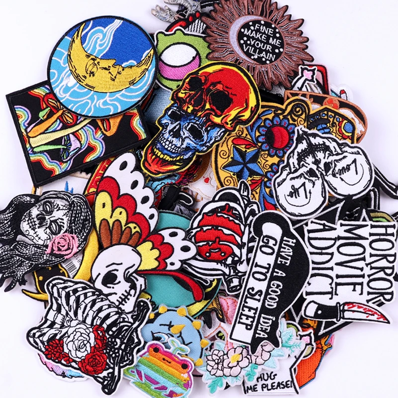 

10/20/30/40/50PCS Random Mix Embroidered Patches For Clothes Iron On Patches DIY Jackets Jeans Punk Applique Patch Set Wholesale