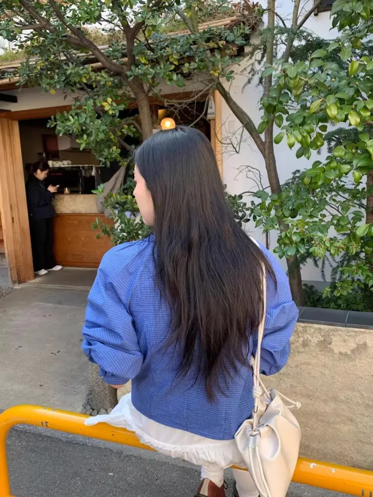 

Miu Sle с цветочной отделкой V-Ne Bowtie ort клетчатый женский ранняя весна ретро милый повседневный универсальный маленький ence irt