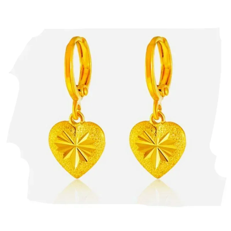 yellow gold 9999 real 24K gold earringsfemale full of stars prosperous husband gold earrings fashion gold  ear wire match