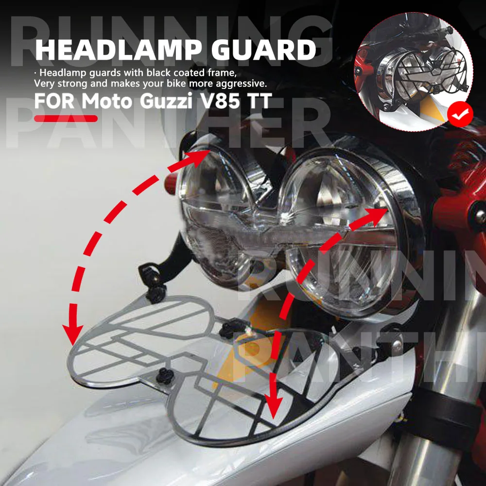 

V85TT NEW Motorcycle Folding Headlight Head Light Guard Protector Grill Double Protection Cover For Moto Guzzi V85 TT V 85 TT