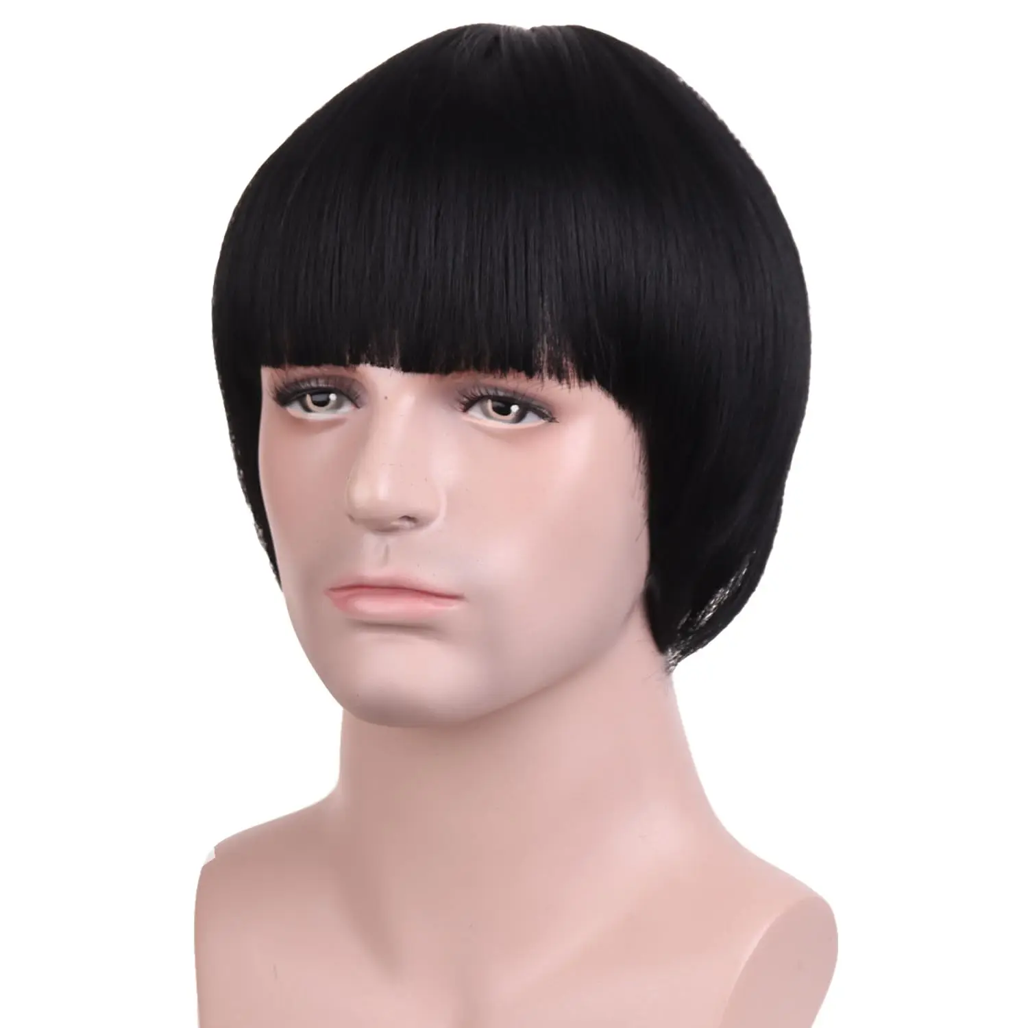 قصيرة الفطر قطع شعر مستعار للرجال 60s-80s شعر مستعار مسطح خمر فيلم حفلة الهالوين ناقلات زي شعر مستعار أنيمي
