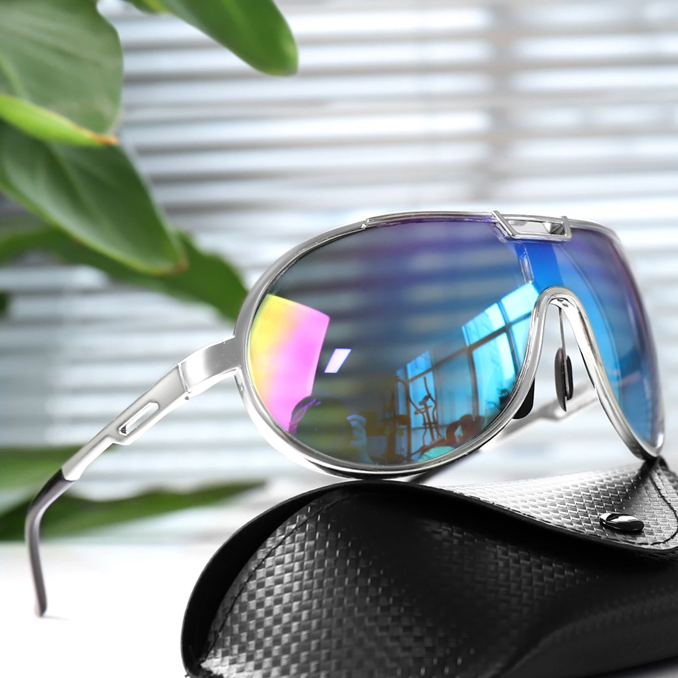 Trendige runde modische Sonnenbrille, Unisex, lässig, winddicht, UV-Schutz, Sonnenbrille für Selfie, Party, Reisen, mit Box – Detail 6