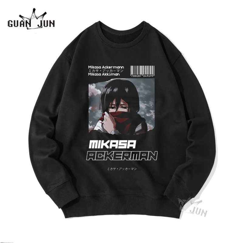 2021 Japanese Anime Manga Attack on Titan Retro Hoodies Men/Women Sleeve Sweatshirt Mikasa Ackerman Letter Hoddie for Teens