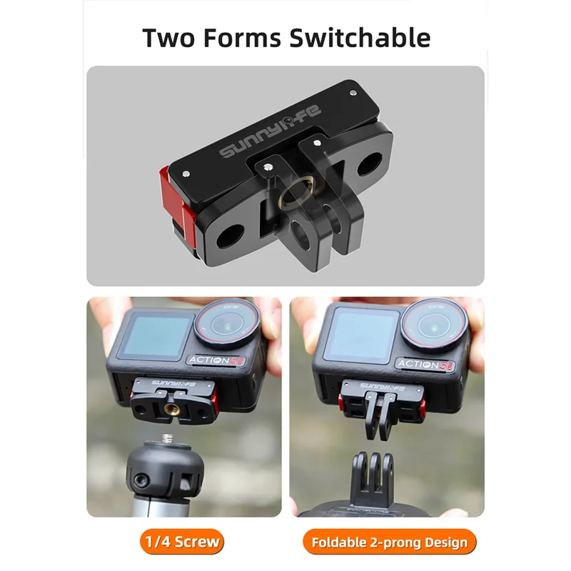 

-B48C быстроразъемный адаптер SUNNYLIFE, складной магнитный адаптер с двумя когтями, аксессуары для экшн-камеры для DJI OSMO Action 5 PRO/4/3