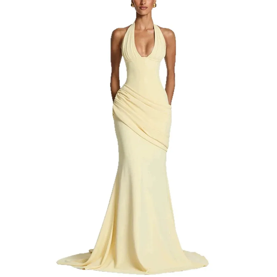 Sexy Backless Dress, Solid Color Tie Waist Sleeveless Dresses for Women, Bodycon Party Midi Dress Spring Summer