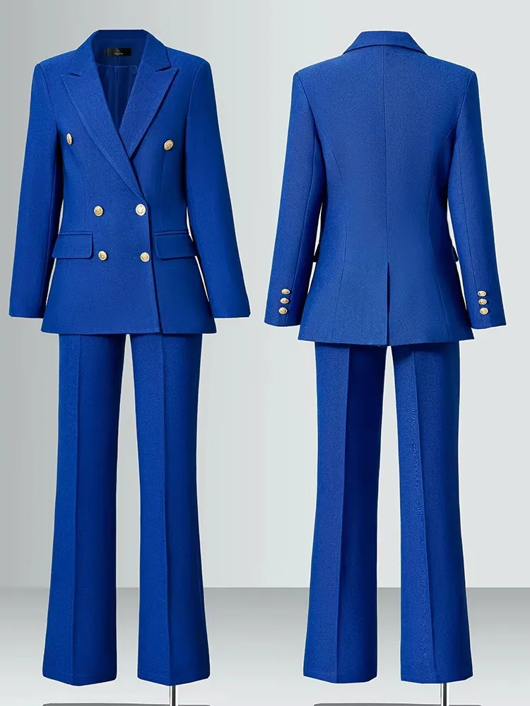 Damen Herbst Business Hosenanzug Langarm Formeller 2-Teiliger Blazer Set Lässiges Büro-Arbeitsoutfit Schlanker Korsett-Anzug Elegante Damenkleidung