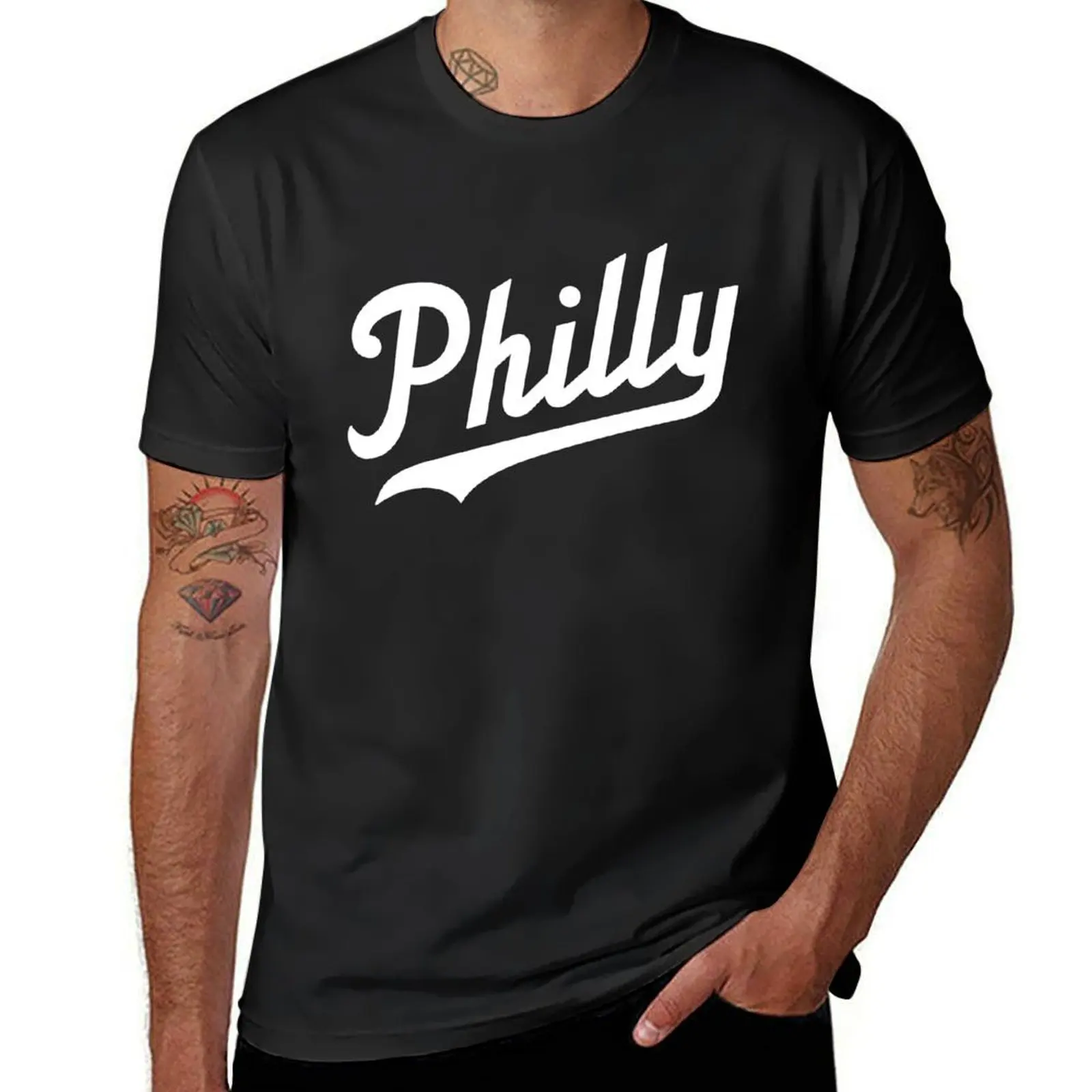 Philly Script - Green/White T-Shirt plain korean fashion mens big and tall t shirts