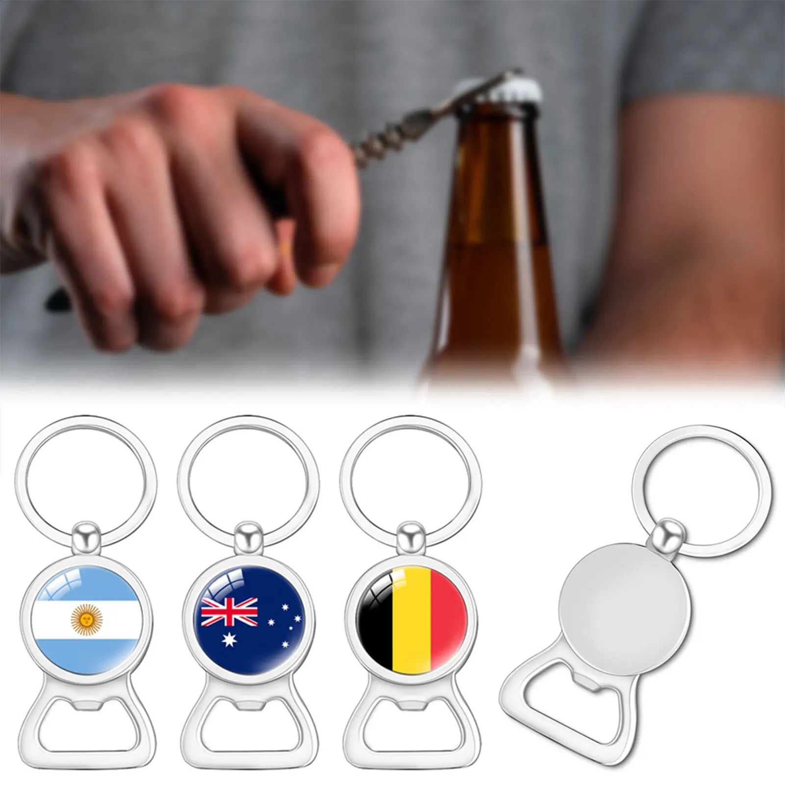 Flag Flag Bottle Opener Keychain International Sports Events Beer Bottle Opener Metal Keychain Backpack Decor Party-Celebration