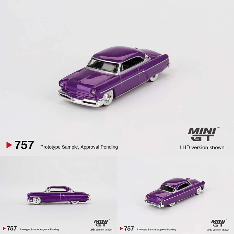 

MINIGT 757 в наличии 1:64 Capri Hot Rod 1954, фиолетовая металлическая литая под давлением диорама, коллекция моделей, миниатюрные игрушки