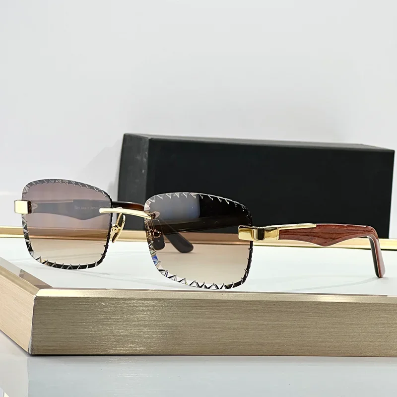 

Солнцезащитные очки THE ARTTES мужские классические золотые с алмазной огранкой, безрамные, из ацетата, трендовые, нишевые, люксовые, 2025 года