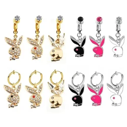 1PC Fake Piercing Navel Ring Fake Belly Piercing Rabbit Clip On Umbilical Navel Fake Pircing Animal Cartilage Earring Clip