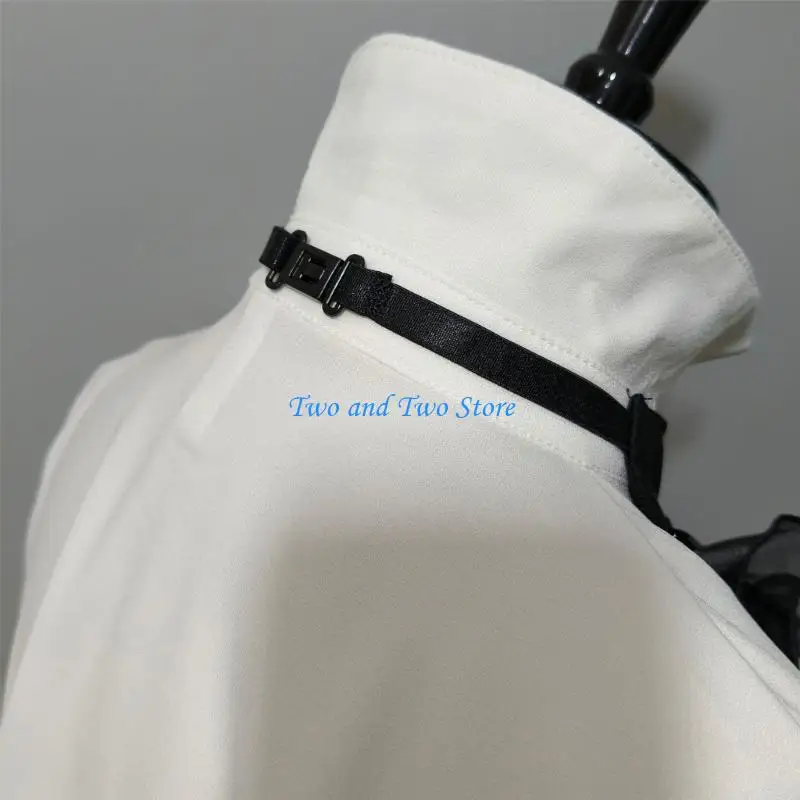 HX6F Lace Bows Ruffle Jabot Cuffs Renaissances False Collar for Halloween