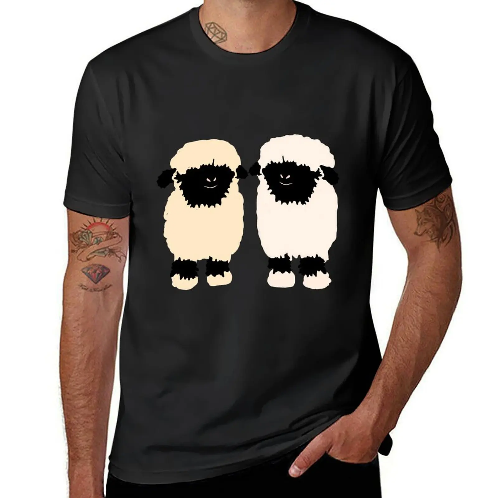 

Valais black nose sheep friends T-Shirt graphics cute clothes tees Aesthetic clothing T-shirt men