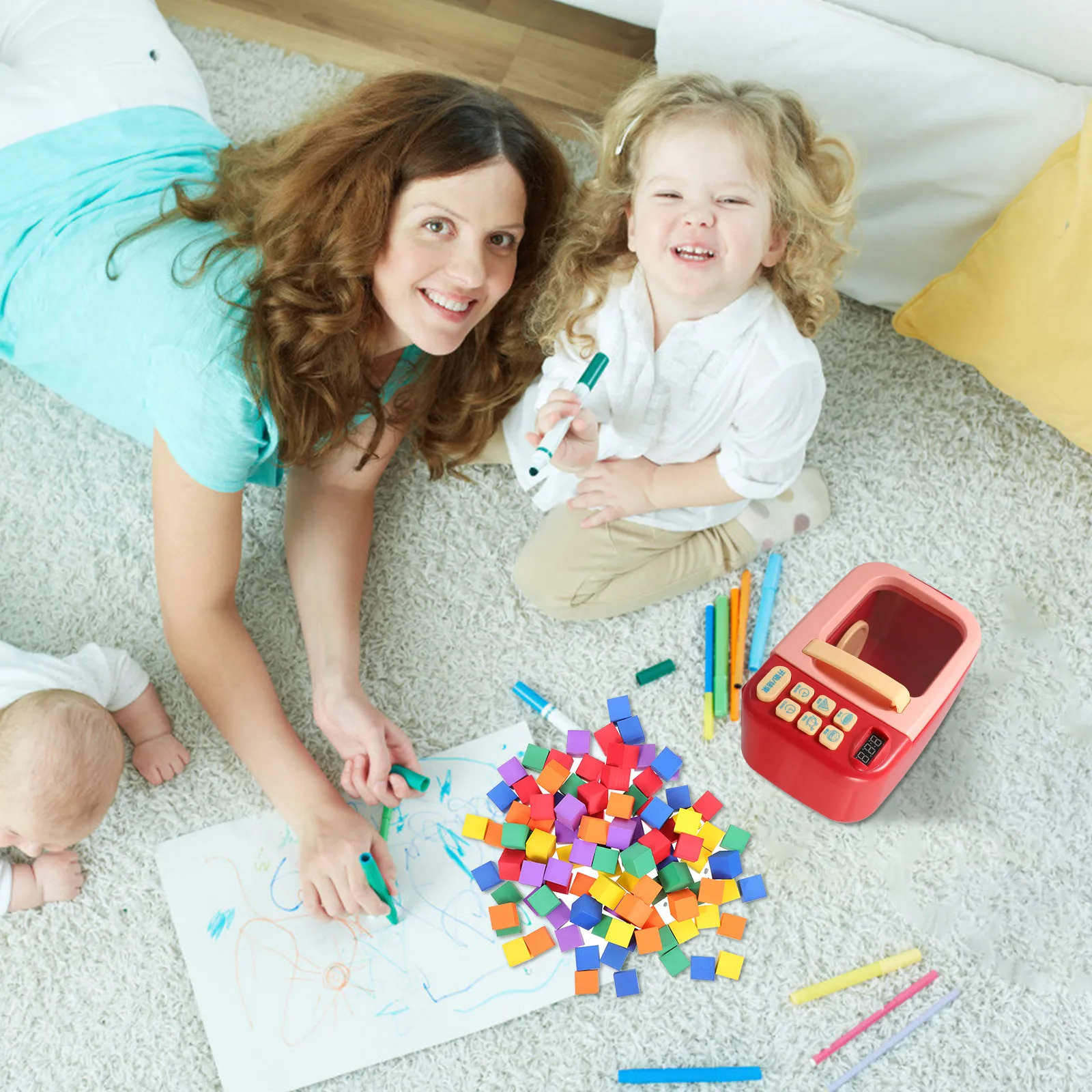 

102Pcs Geometric Cube Block Fine Polished Kids Learning Plaything Early Education Color Shape Recognition Set Educational Toy