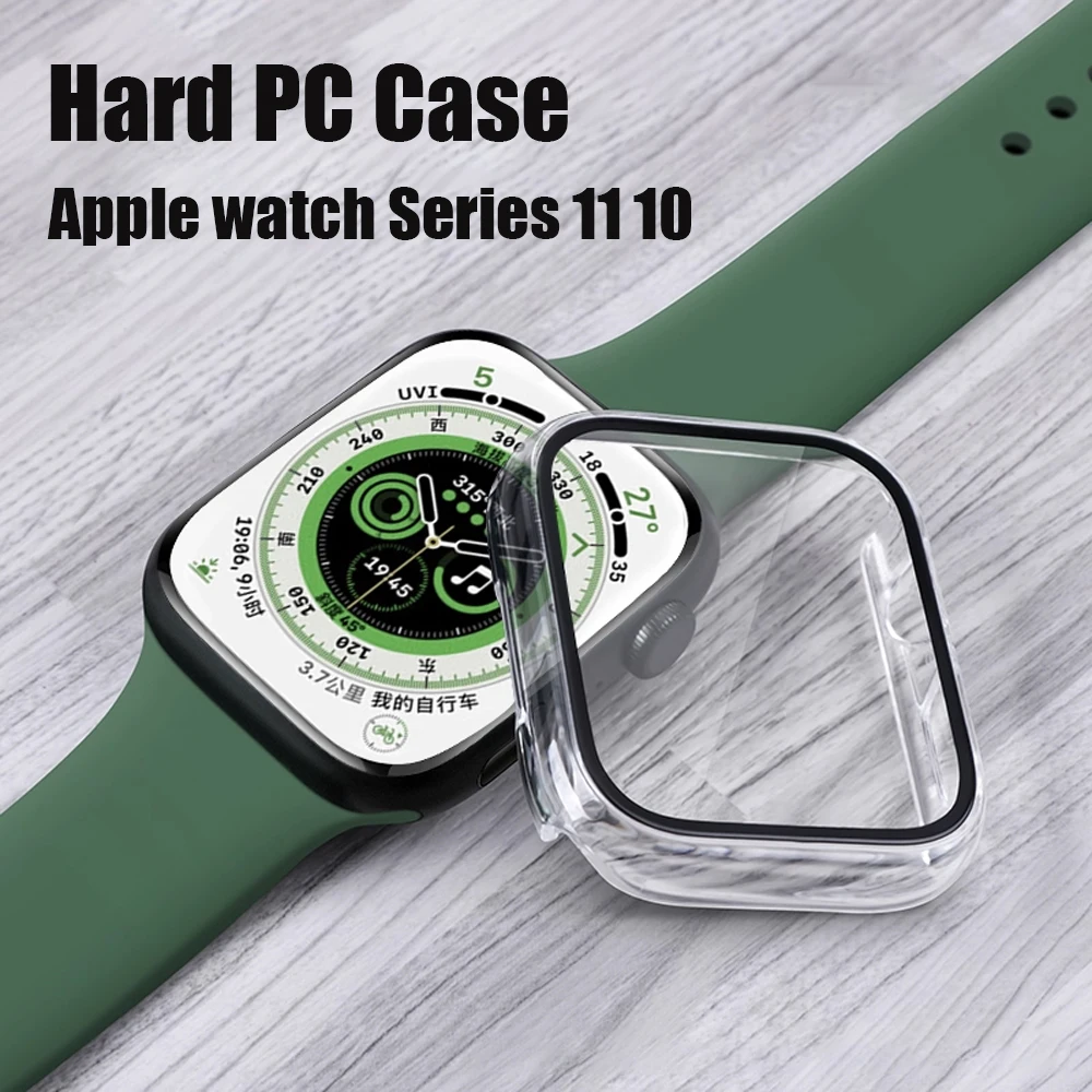 Screen Protector For Apple Watch Case 11 10 46mm 42mm Accessories HD Tempered Glass PC Bumper Cover iWatch Series 11 Protective