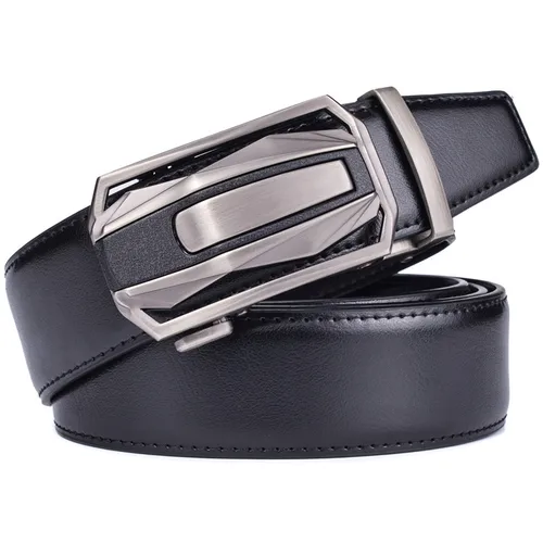 Imagen 2 del producto Vestido con cinturón de trinquete de cuero para hombre con hebilla automática con clic deslizante Ceinture de lujo de talla grande