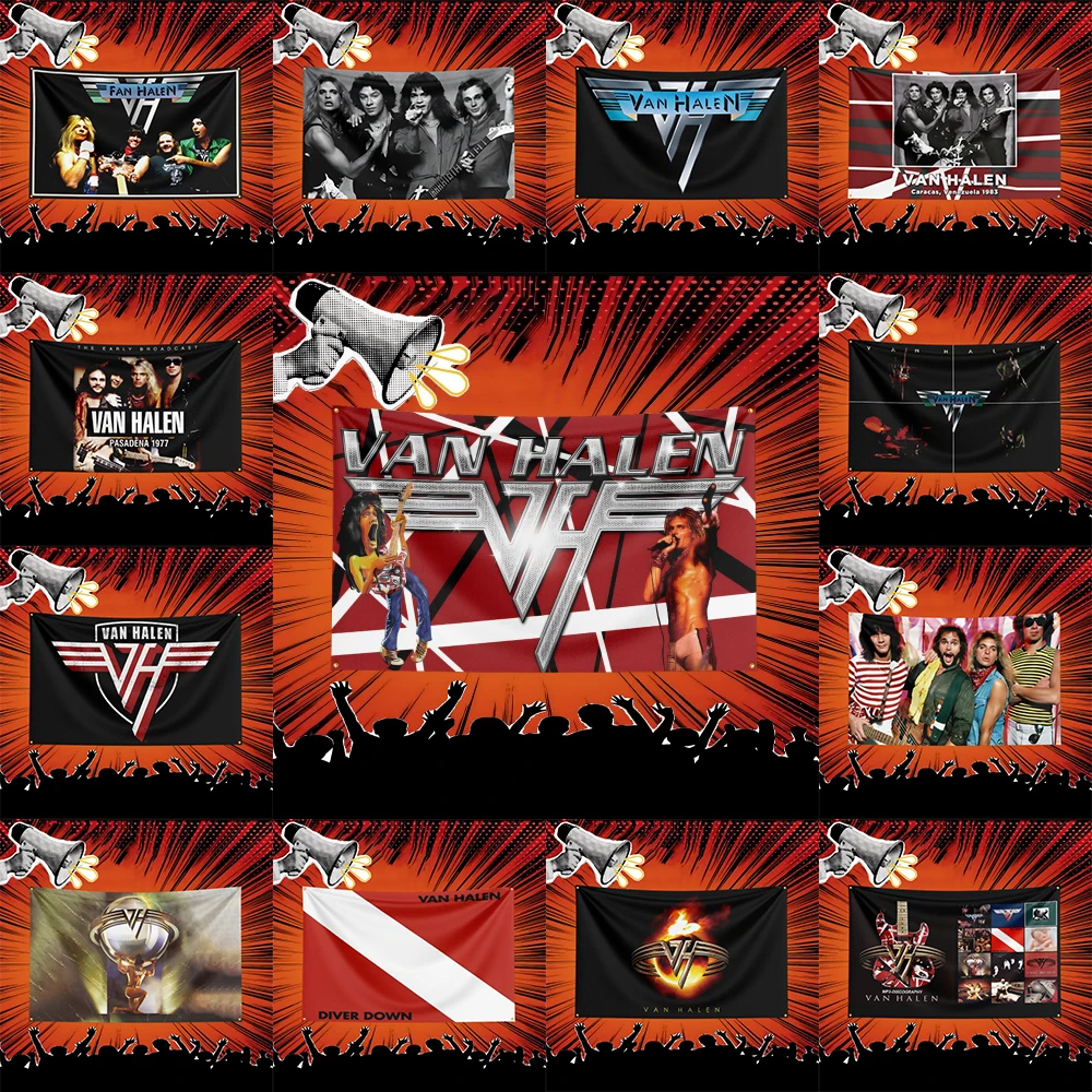 van halen band Inspired Rock Music Flag 3x5 FT Polyester Banner For Bedroom Wall Decor Music Fans Gift