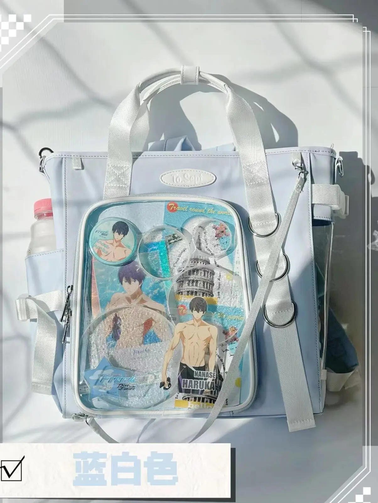 Japanese Campus Large Capacity Student Commute Shoulder Women\'s Bag Leisure Kawaii Transparent Versatile Black Itabag Bolso