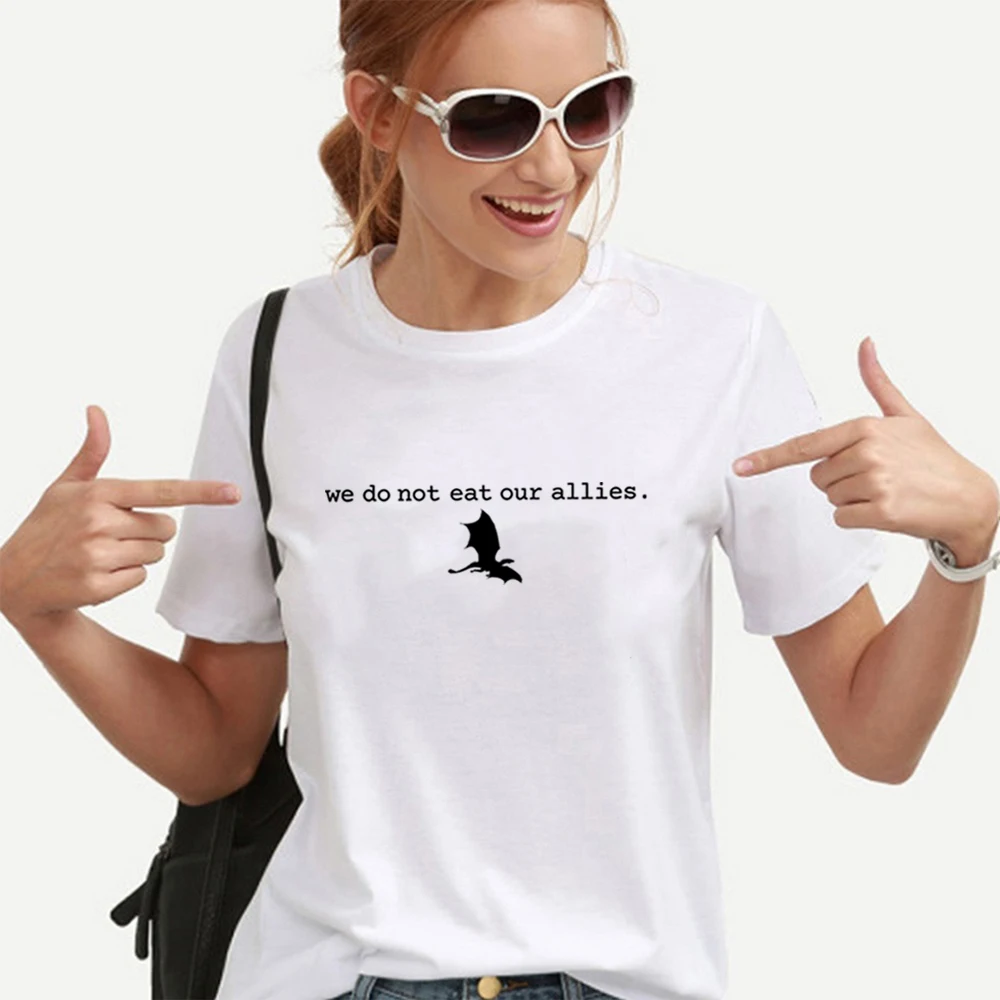 We Do Not Eat Our Allies Tee Fourth Wing Shirt Dragon Woman T-shirts Short Sleeve Graphic T Shirts Basgiath War College Tee