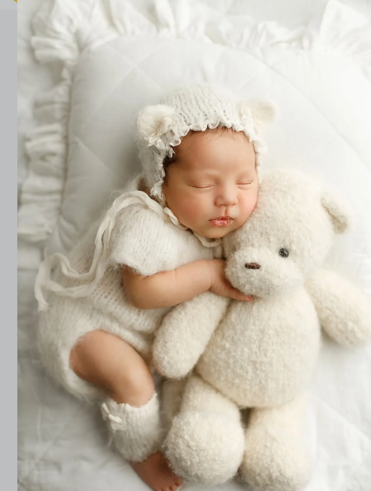Newborn Full-Month Children's Photography Props White Bear Costume Photo Outfit