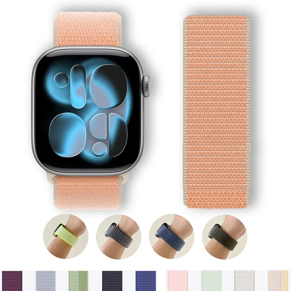 Bracelets de sport officiels pour Apple Watch, en Nylon, 44mm, 42mm, 45mm, 40mm, 49mm, Correa iwatch série 11, 10, 8, 9, 7, SE, Ultra, 3, 2