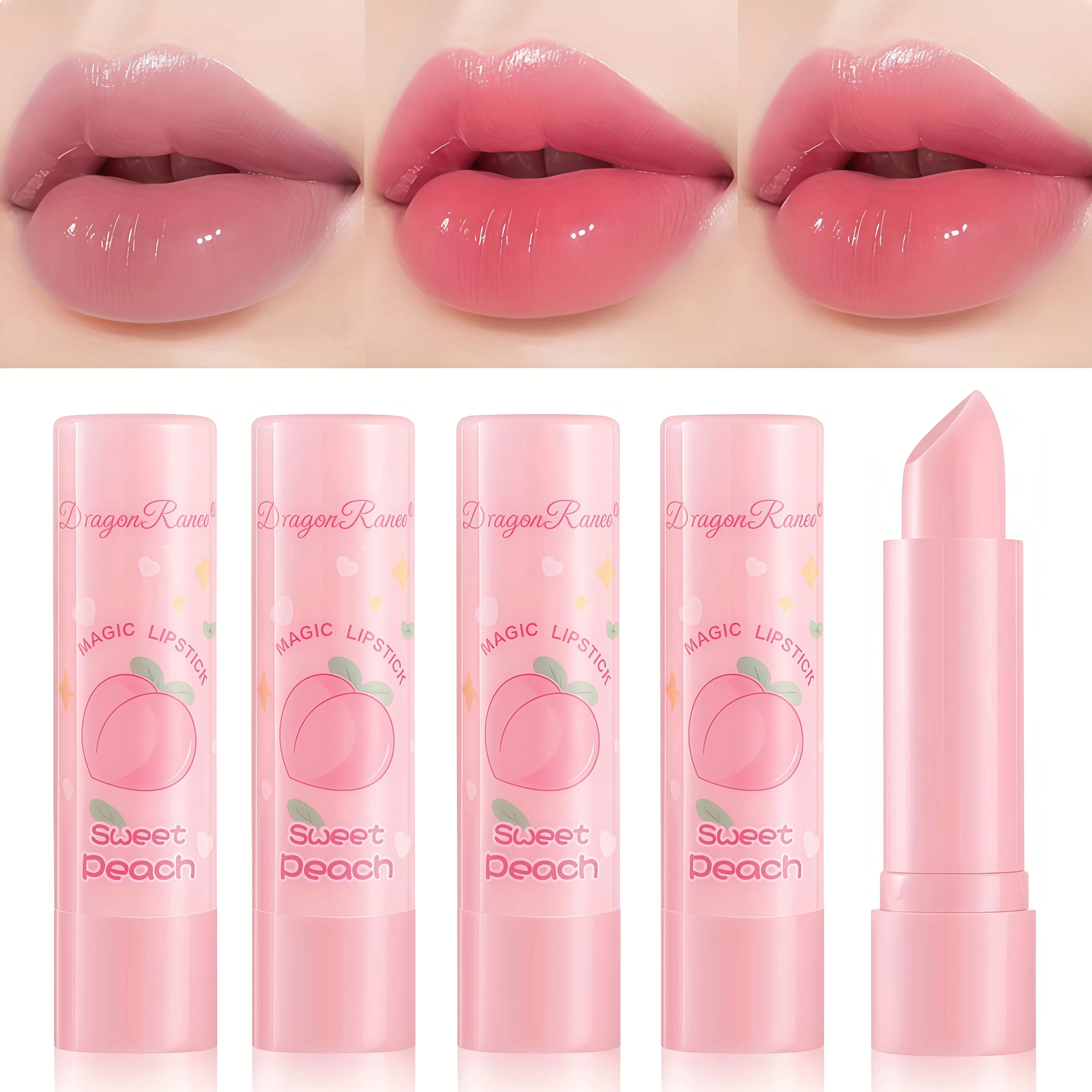 

5-Piece Color-Changing Lip Balm Set Moisturizing Color-Changing Lipstick Peach Pink Thermochromic Lipstick Long-Lasting
