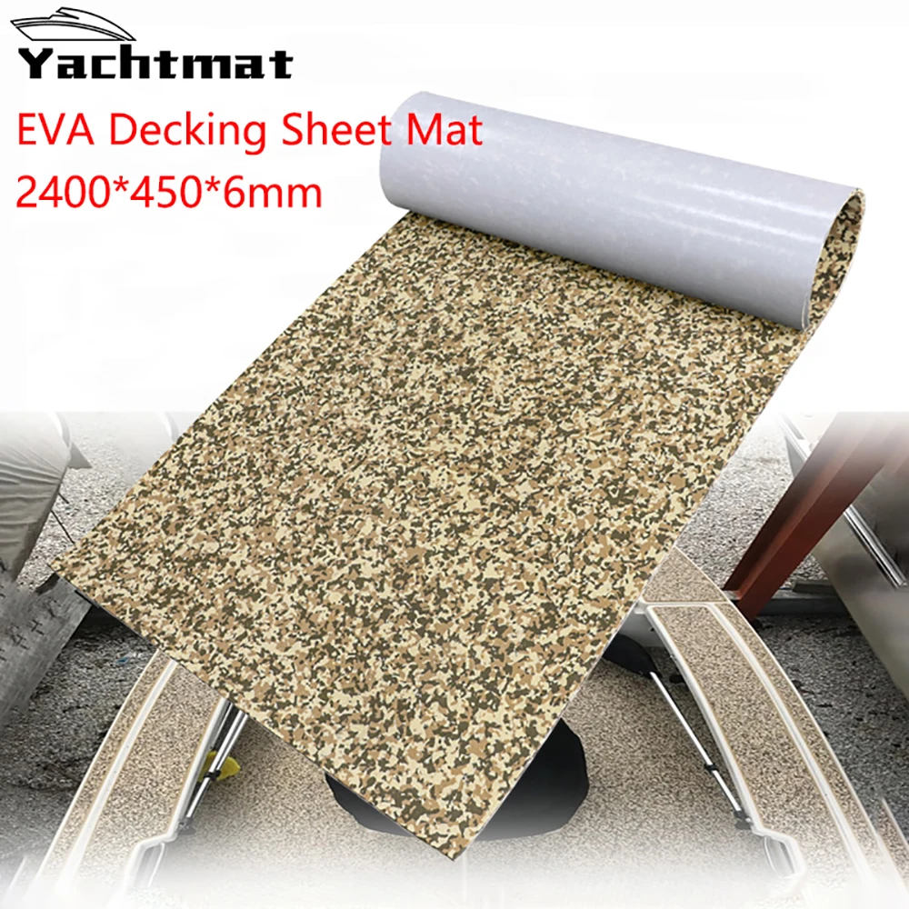 

2400*450*6mm Eva Foam Decking Jet Ski Anti Skid Mat Desert Camouflage Faux Teak Pad Traction Mat Self Adhesive Accessories