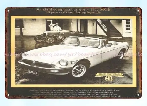 home decor art 1975 MGB British Leyland MG Golden Anniversary Car metal tin sign