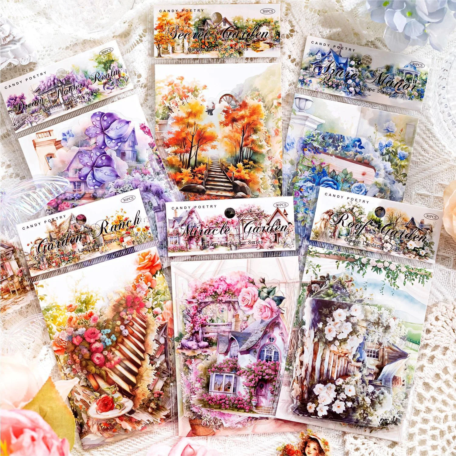 30 Pcs/pack Garden View Stickers For Planners Scrapbooking Supplies Water Bottle Laptop DIY Arts Crafts Journal Album Phone Case