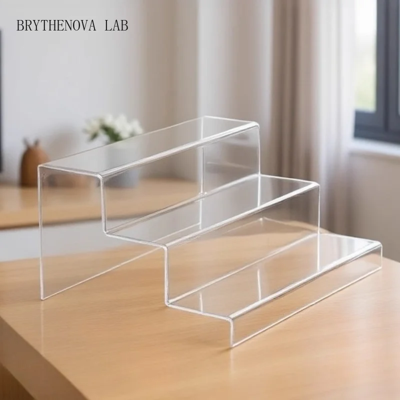Display Exhibition Multi Layer Storage Rack Ladder Style Transparent Acrylic Take in Easy Shelf Clean Thickened Organize Rack