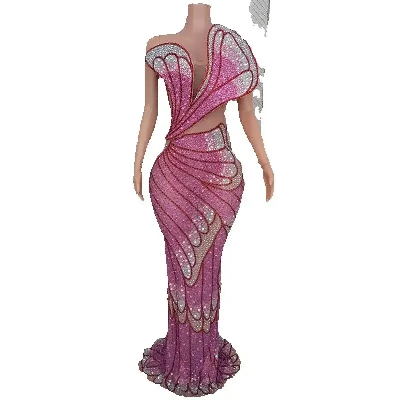 Платье с бабочкой и стразами на хвосте, женское вечернее платье для подиума, бар, ночной клуб, DS, Dj Gogo, костюм, сценические платья XS9330