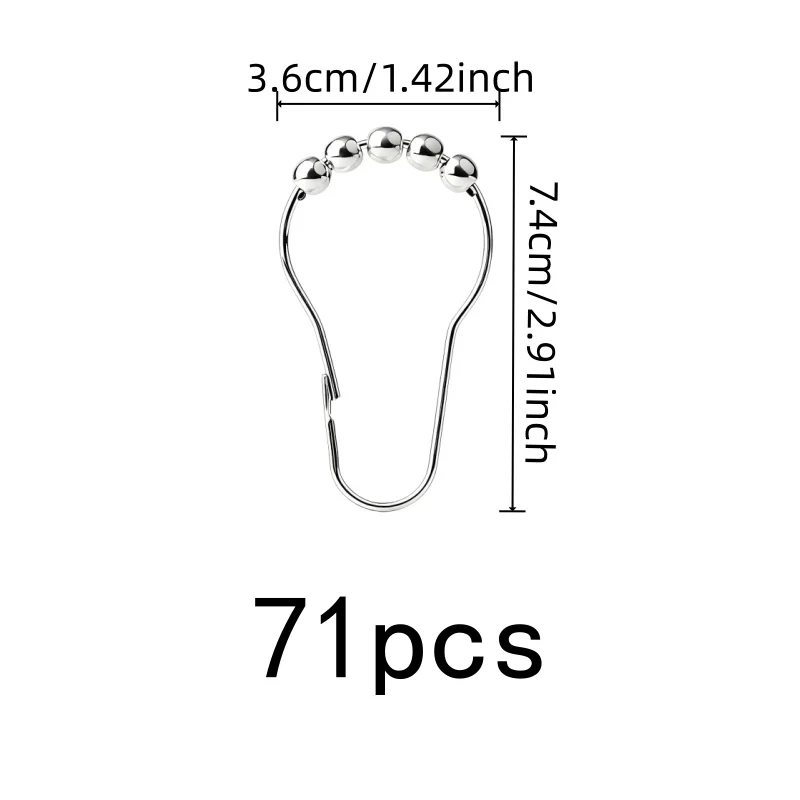 71 pcs Rolling Ball Drapery Hooks, Gourd Creative Design, Smooth Glide No Sticking, Bathroom Shower Curtain & Bedroom Drapery