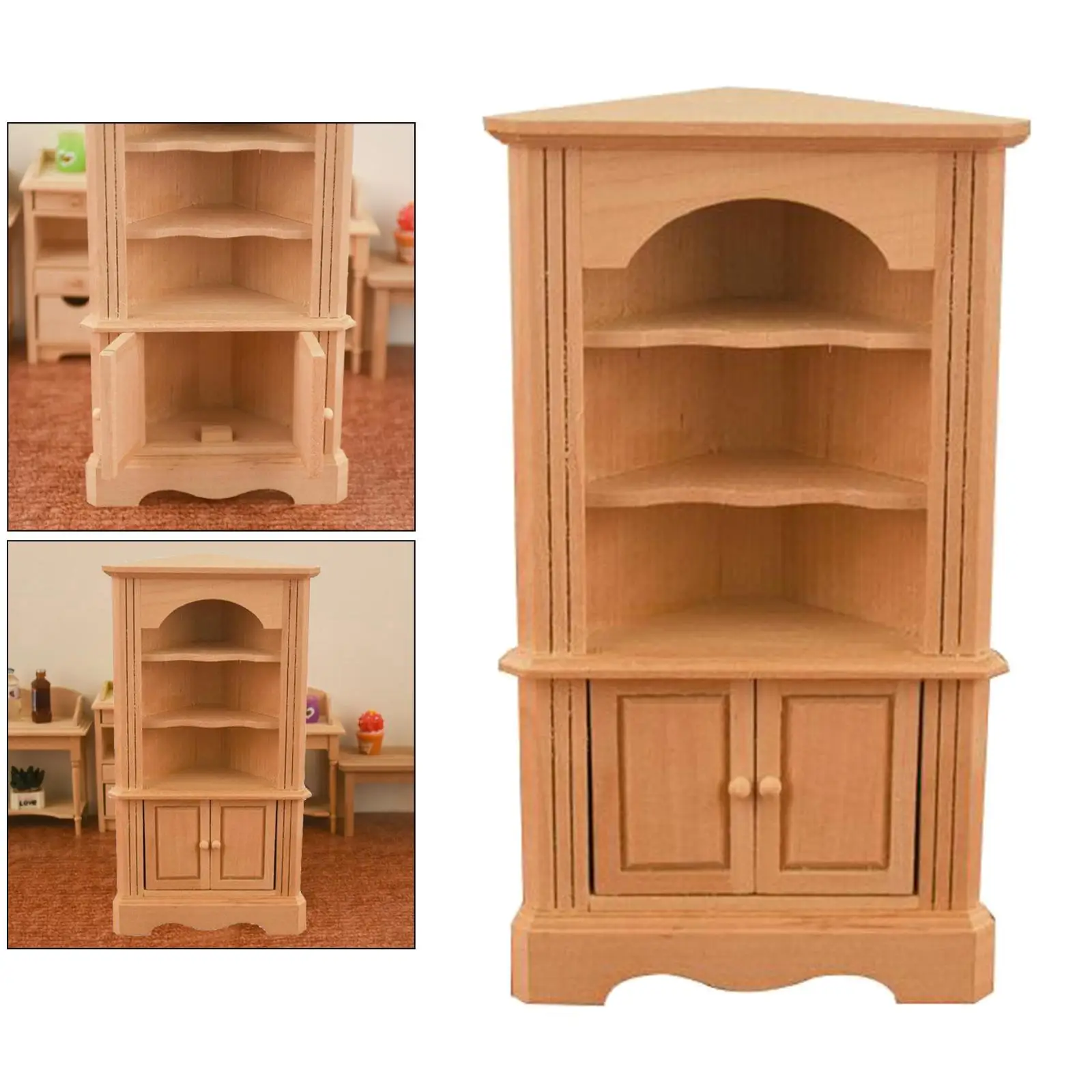 Holz Miniatur Weinschrank/Bücherregal/Schrank 1/12 Puppenhausmöbel