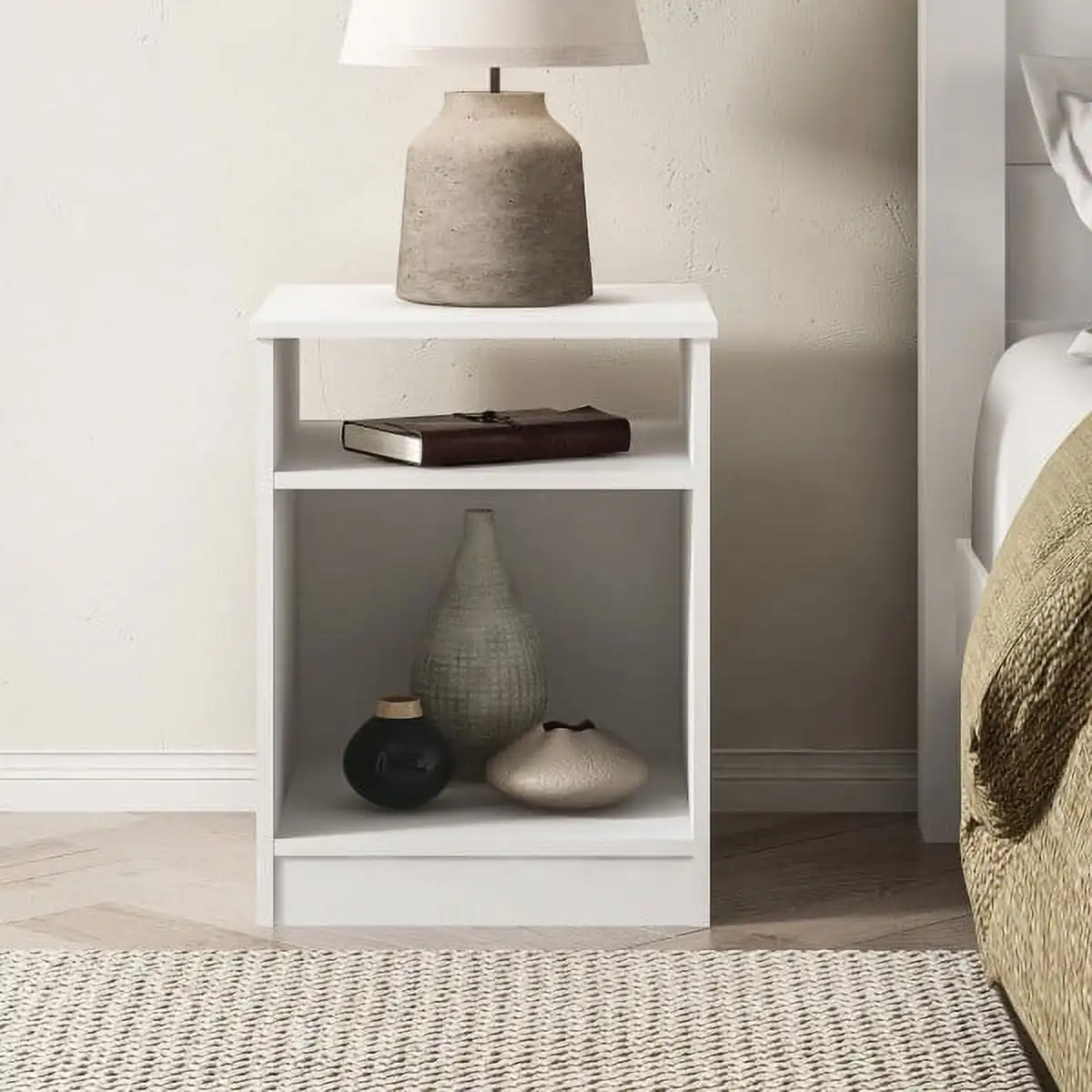 

NEW Ardent Open Shelf Nightstand White