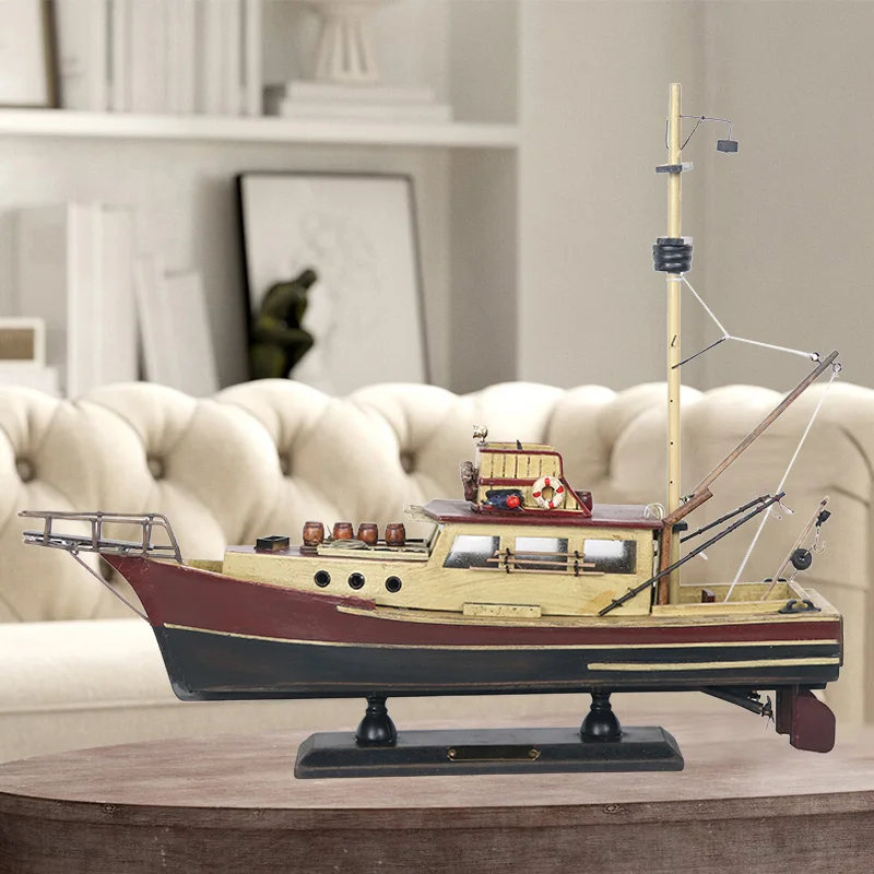 

European and American solid wood craft fishing boat model
