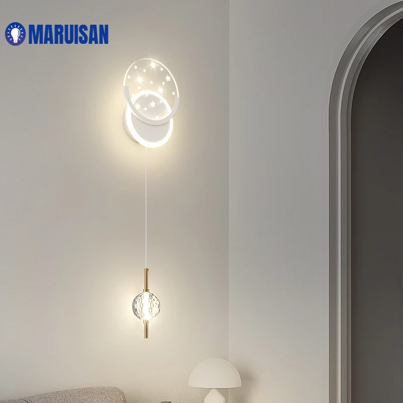 

MARUISAN Wall Lamp LED Simple Round Balcony Entrance TV Background Wall Lamp Bedroom Bedside Wall Lamp Home Decoration Lustres