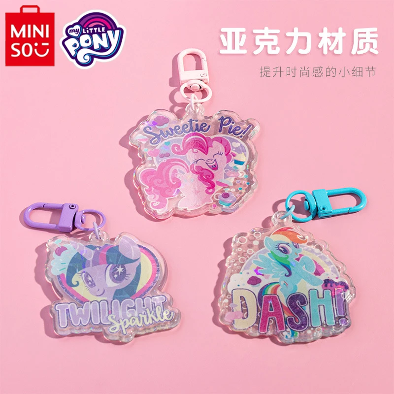 

MINISO My Little Pony Pinkie Pie kawaii cartoon keychain acrylic backpack charm hanging chain children key chain Christmas gift