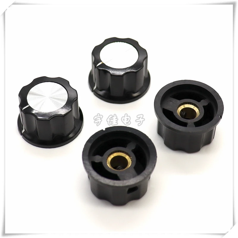 5PCS A03 Bakelite Knob Potentiometer Knob Cap Panel Speed Control Knob Cap Upper Screw Knob Round Hole 6.35MM