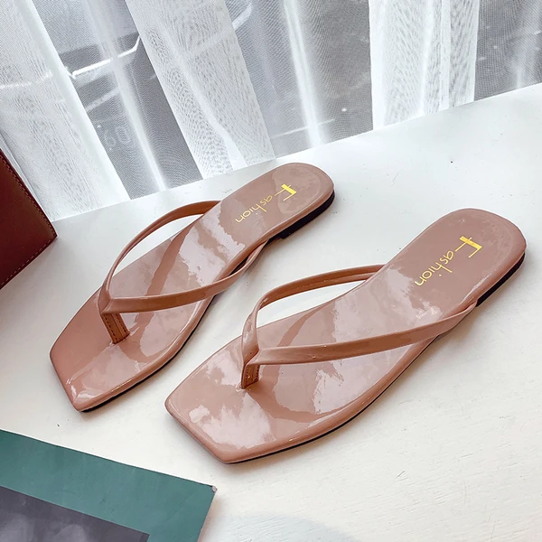 Shoes Women Rubber Flip Flops Slippers Flat Pantofle Slides Soft Hawaiian 2024 Summer Microfiber Casual Scandals Rome PU Bonded