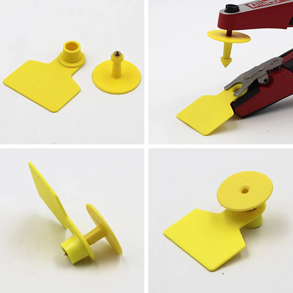 Etiquetas de orelha de animais de plástico, 100 peças, confiáveis, sem agulha dobrada, fácil aplicação para identificação de vaca, ovelha, porco, etiqueta de orelha de vaca