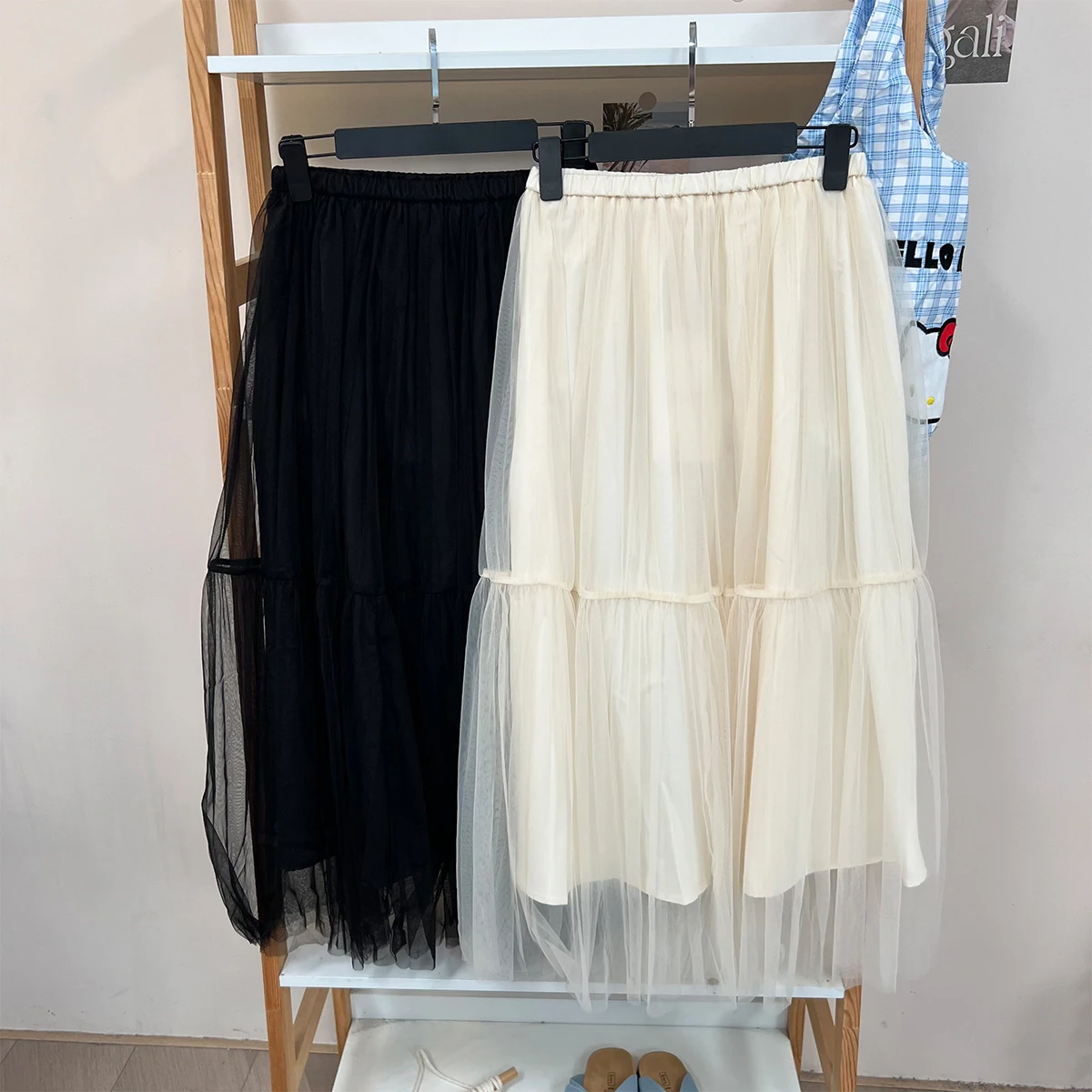 여름 신상 플러스 사이즈 여성 드레스 부드러운 한국 스타일 레이스 스플라이싱 하프 스커트 A라인 실루엣 하이웨이스트 얇은 소재