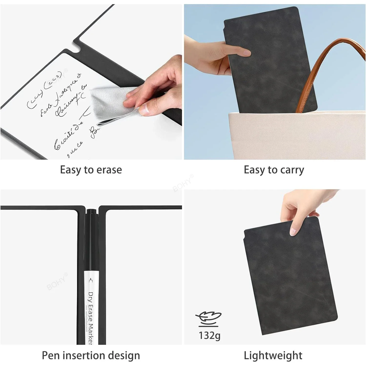 A5 Portable Magic Reusable Whiteboard Notebook Weekly Planner Stylish Office Notebooks Memo Whiteboard with Pen Erasing Clot