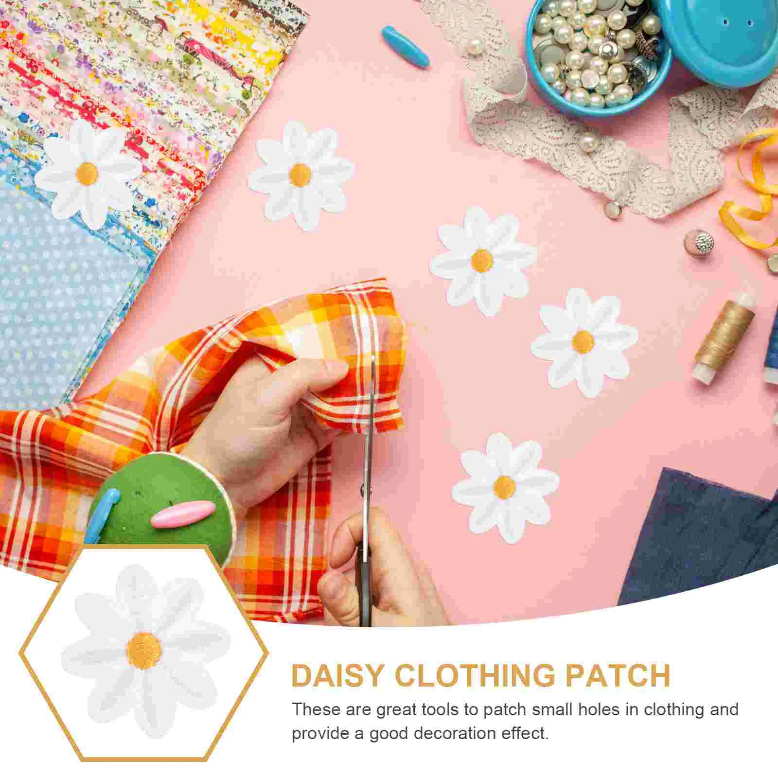 30 Pcs Badge Small Daisy Patch Child Retro Decor Clothing DIY Polyester Embroidered Patches Garment