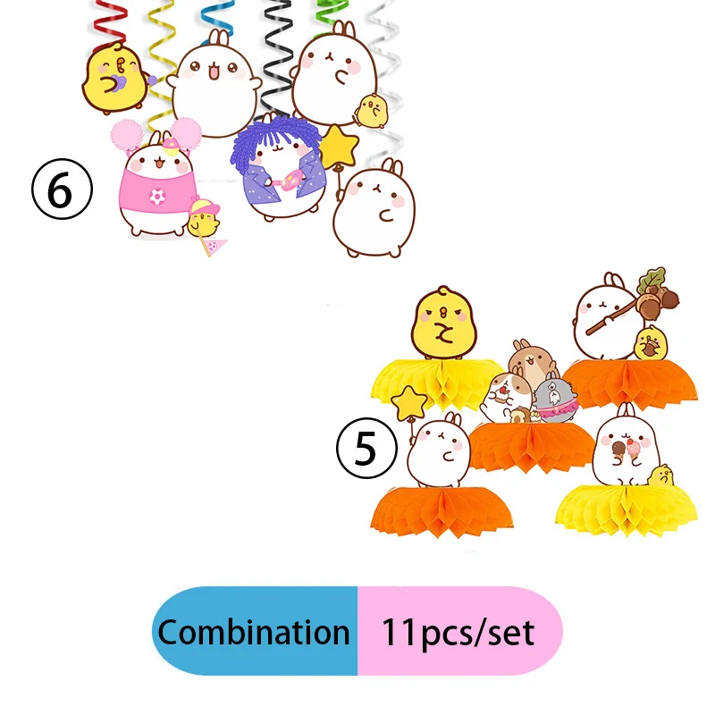 Molang Kombinations-Partydekoration für Geburtstagsfeiern, Einweg-Set für Themenfeiern im Innen- und Außenbereich, Niedlicher Hase – Detail 18