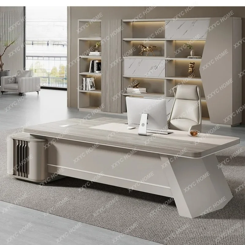 XX Modern Luxury Office Desk Asthetic Large Standing Computer Desks Manager Organizer L Shaped