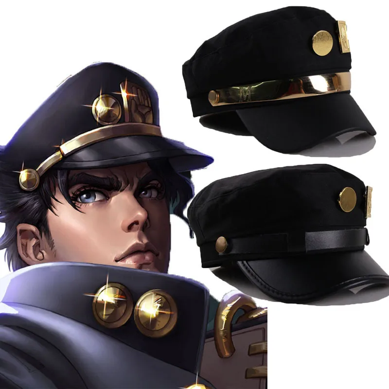 

Bimaoxer Anime JoJo's Bizarre Adventure Jotaro Kujo Joseph Army Military JOJO Cap Hat+Badge Animation around Jotaro Hat