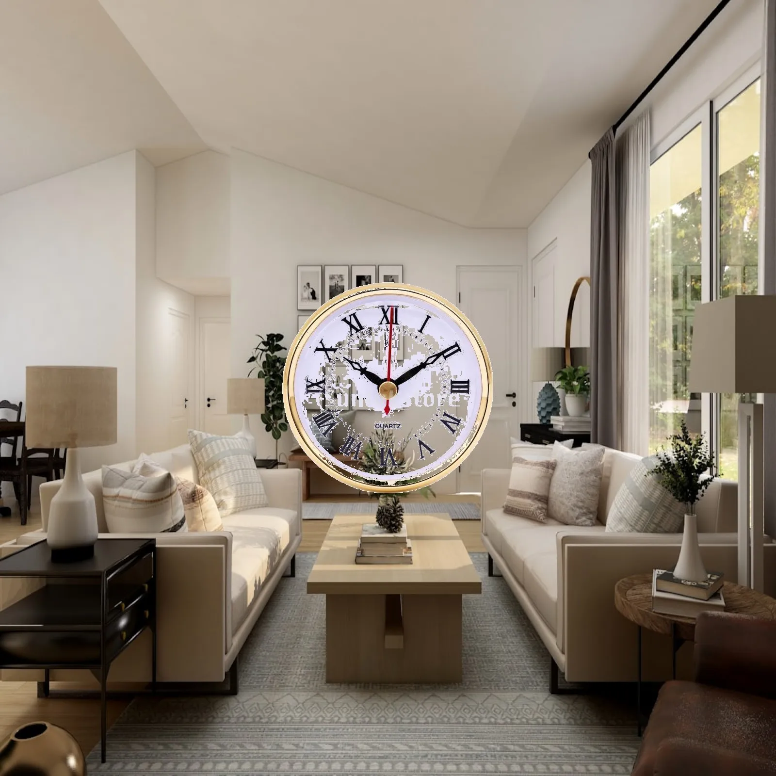Quartz Clock Movement with Roman Numerals and Hour Minute Second Hands for Repairing Vintage Clock Cases
